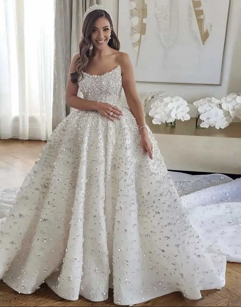 Vestido de casamento de luxo fora do ombro sem mangas frisado ceystals capela trem vestidos de novias