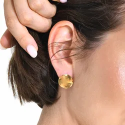 Trendy Gold Color Round Stud Earrings for Women Party Jewelry, Stainless Steel Irregular Circle Ear Gifts To Her Wedding Earring