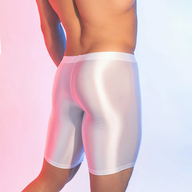 

Cueca Sexy Masculinos Tight Elasticity Lightweight Fitness U Convex Mens Underwear Leggings Shiny Shorts Sports Bulge Long Boxer