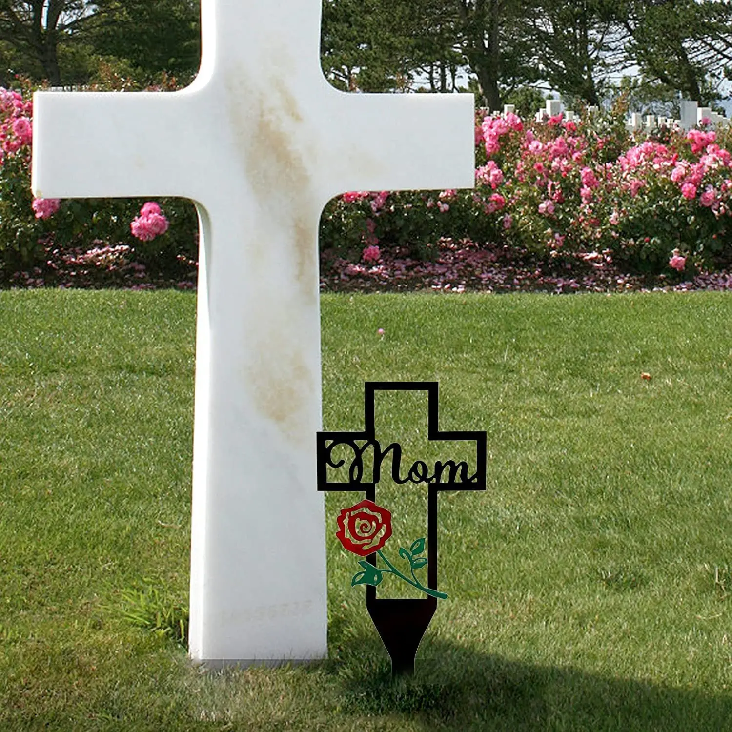 Metal Cross Iron Art Garden Stake Cemetery Memorial Cross Stake Yard Husband Wife Uncle Aunt, Cemetery Decorations, Cross Pile