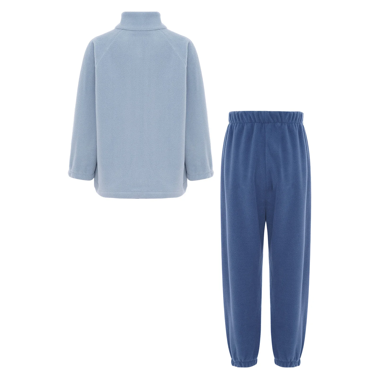 2 pçs crianças meninas agasalho de lã quente inverno gola manga longa bolsos jaqueta com zíper casaco com cintura elástica calças