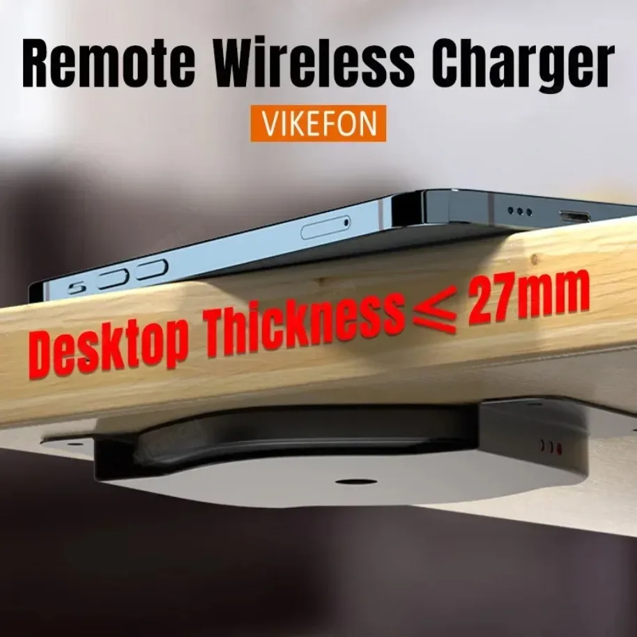 27MM Remote Desktop Lsolated Wireless Charger for IPhone 17 16 15 14 13 12 Samsung S24 S23 Xiaomi 15 Airpods 2/Pro Fast Charging