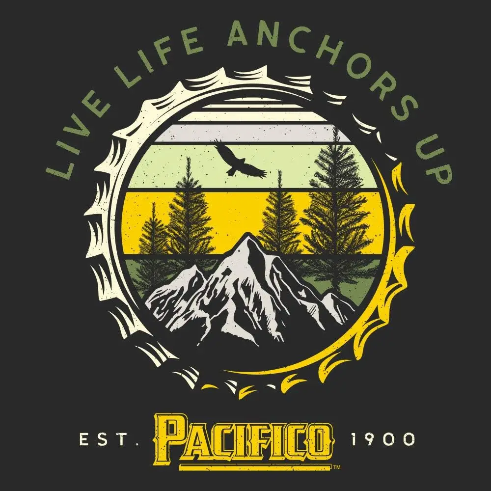 Tee Luv Men's Pacifico Beer Shirt - Live Life Anchors Up Nature Graphic T-Shirt