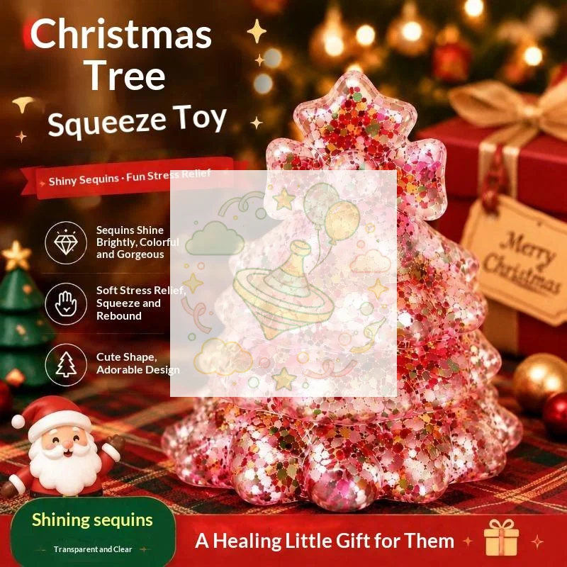 Stress Relief Christmas Tree Pinch Toy Slow Rising Soft  Fidget Anti-Anxiety for Kids Stocking Stuffer