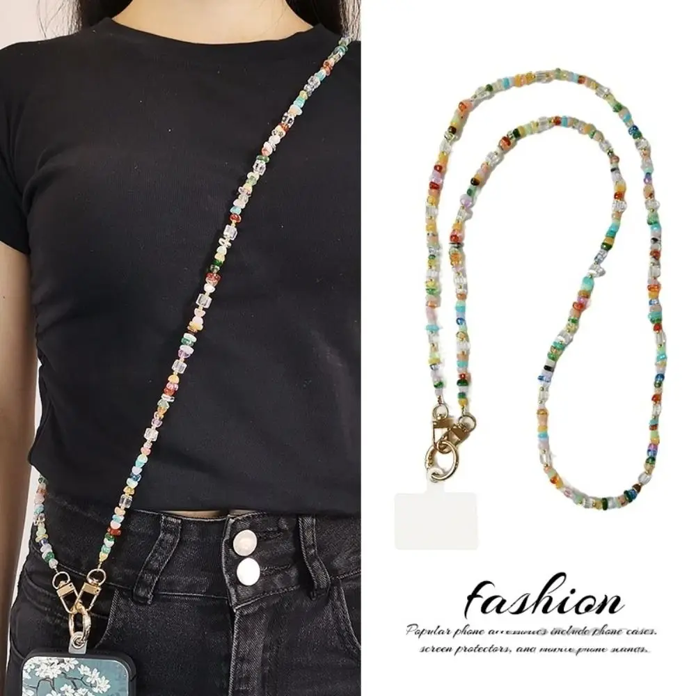 

Stylish Cute Mobile Phone Straps Crossbody Hanging Ornament Long Phone Lanyard Stone Gem Anti Loss Beads Phone Chain Phone Charm