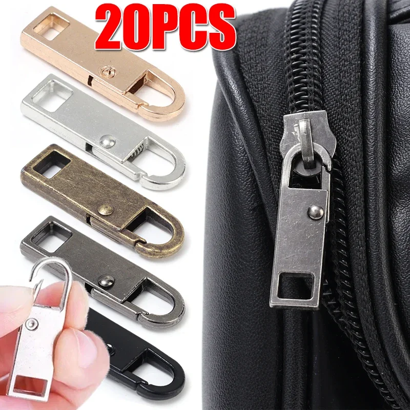 20/1Pc Universal Metal Zipper Pull Tap Replacement Instant Repair Zipper Head Puller for Clothing Bags DIY Sewing Zipper Sliders