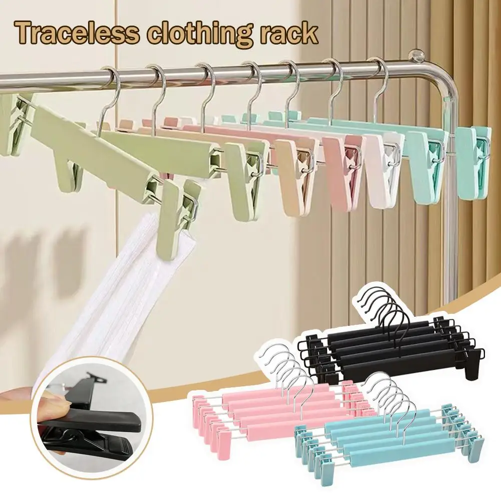 Home Trouser Rack Pants Hanger Adjustable Clips Home Trouser Hangers Household Hanging Clothes Seamless Clip Accessories F5L5