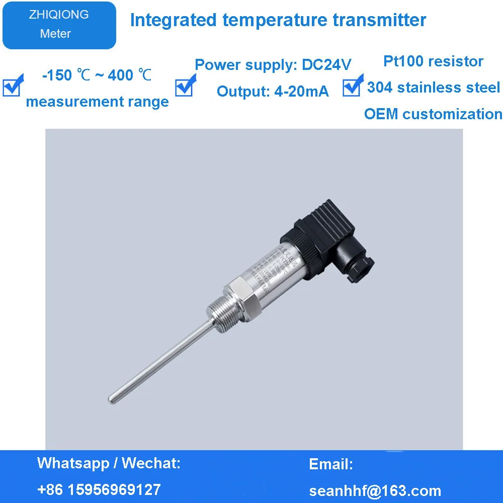 Plug-in temperatura integrada 4-20ma saída sensor de temperatura transmissor de temperatura pt100 resistência platina mais precisa