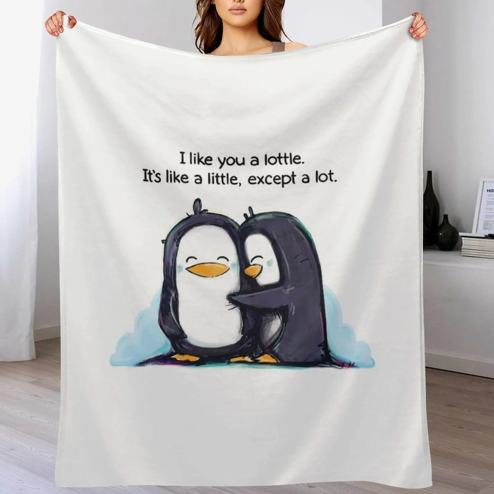 

I Like You a Lottle Penguins Throw Blanket Stain Resistant Cozy Warm Blanket