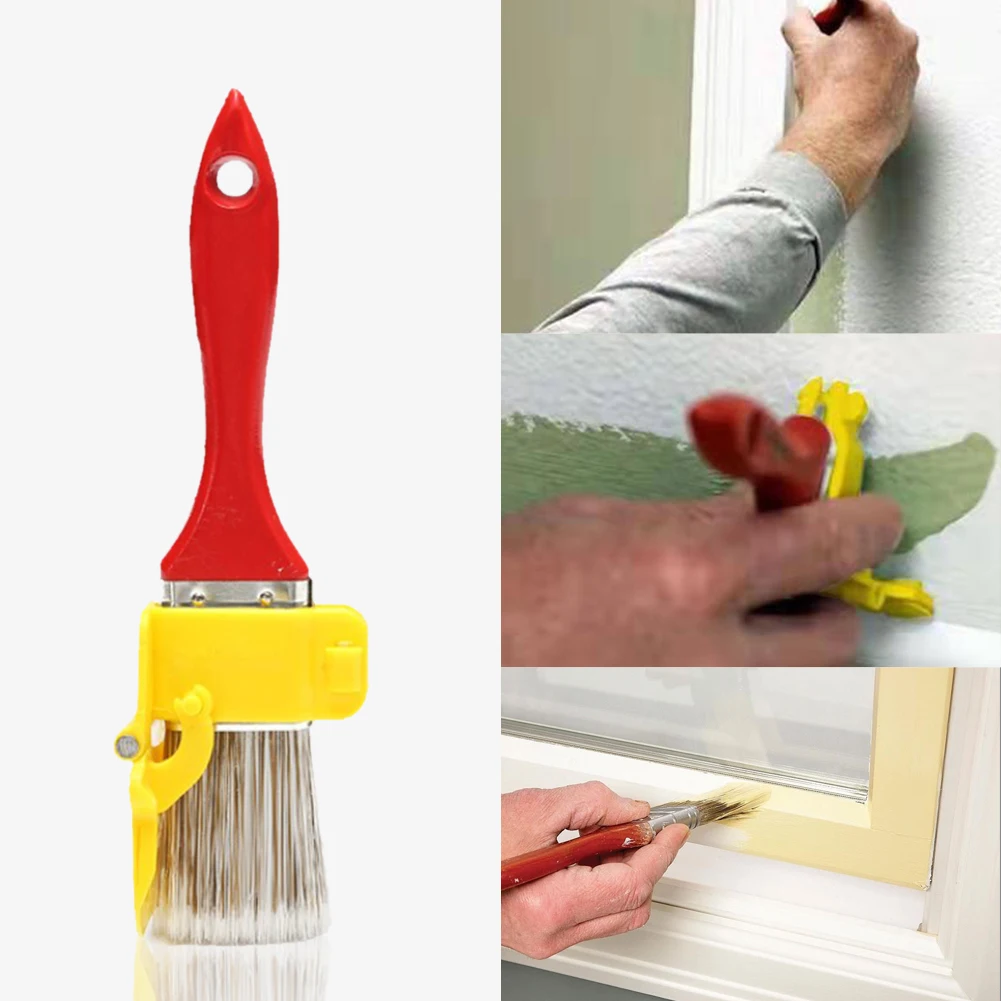 Pincel de pintura portátil para bordes, herramienta ligera y duradera con mango de madera para molduras de pared y techo