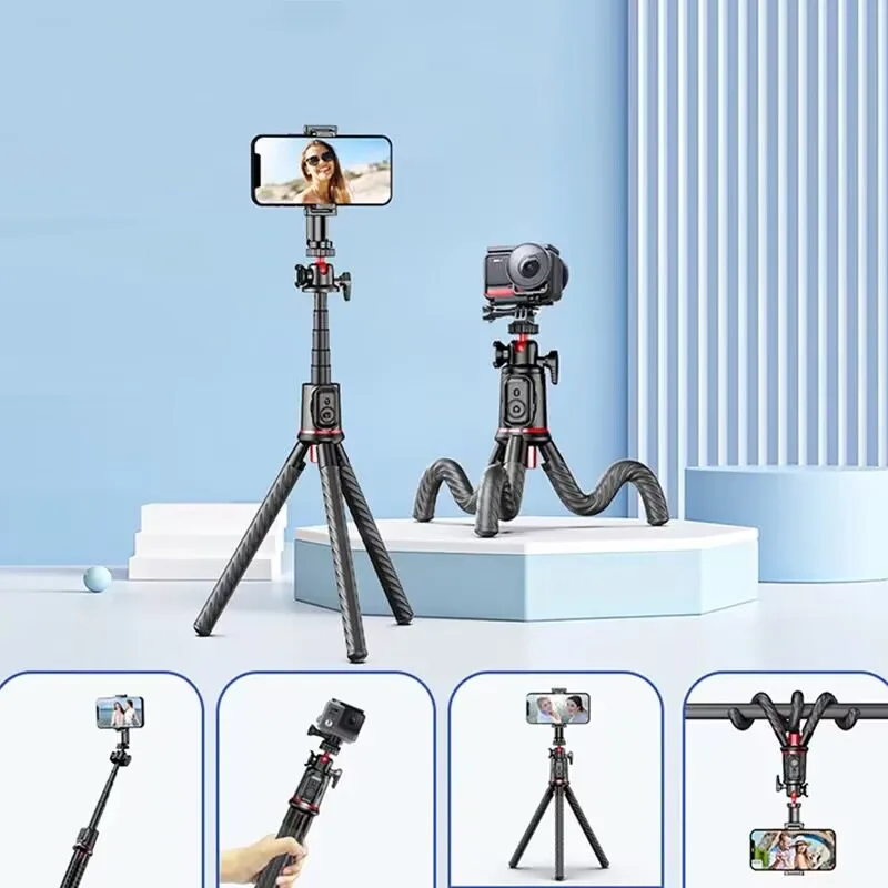 

Foldable Selfie Stick Octopus Tripod Telescopic Phone Holder With Remote Control For video shooting Livestream Vlog Tripod