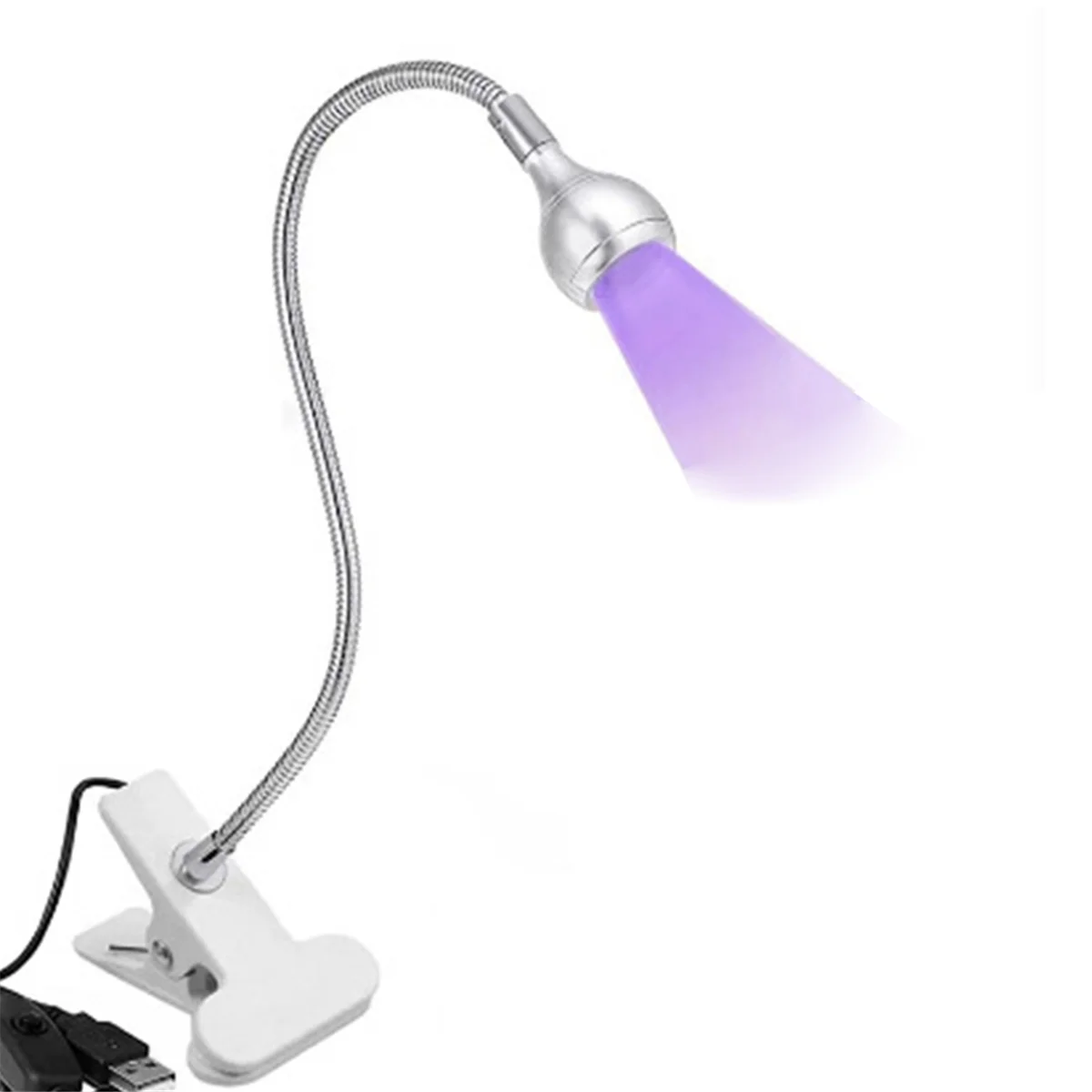 

UV LED Nail Lamp - Mini LED Nail Lamp Gel X Lamp for Nails with Securing Clip Rotatable LED Light, Silver