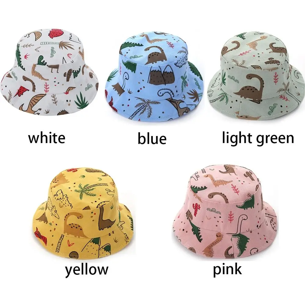 Gorros de cubo con estampado de dinosaurio para bebé, sombrero de pescador infantil de dibujos animados, sombrero de Sol de Panamá para niño y niña