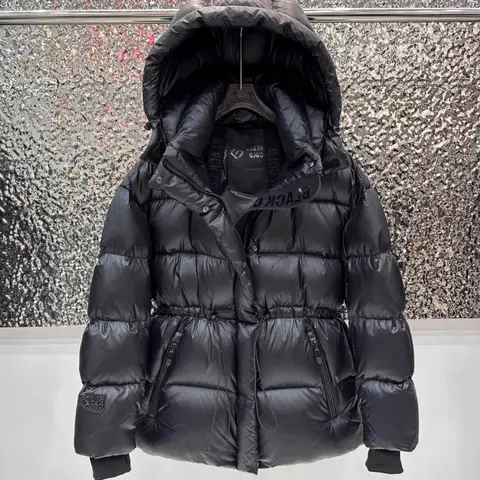 OFTBUY 2025 New Winter High Waisted 90% White Duck Down Coat Women Hooded Loose Thickened Warm Black Extreme Cold Puffer Jacket