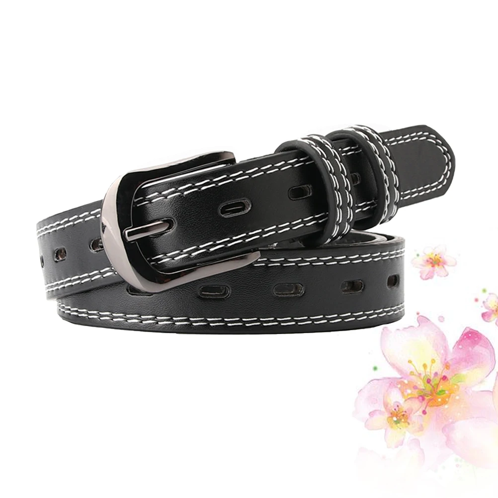

1pc PU Belt Fashion Jeans Decorative Belt Buclke Waist Belt Dress Jeans Strips for Women Ladies (Black）