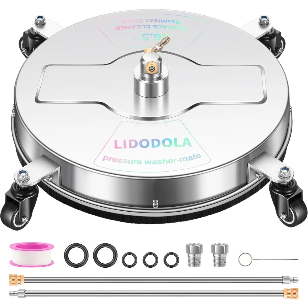 

16.5" Pressure Washer Surface Cleaner with 4 Wheels - Stainless Steel Surface Cleaner for Pressure Washer Attachment