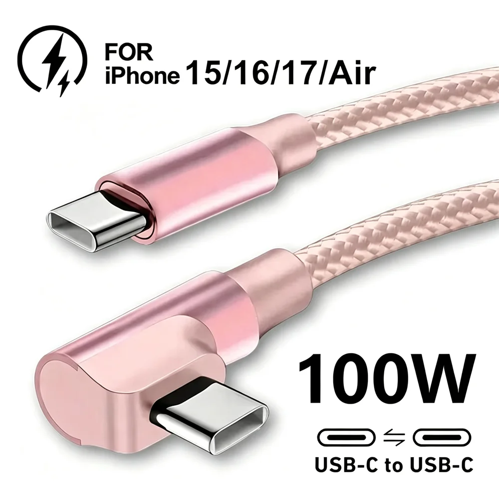 Cabo cotovelo de carga rápida usb c duplo de 90 graus para iphone 15 16 17 pro max samsung xiaomi redmi poco tipo c cabos de carregamento rápido