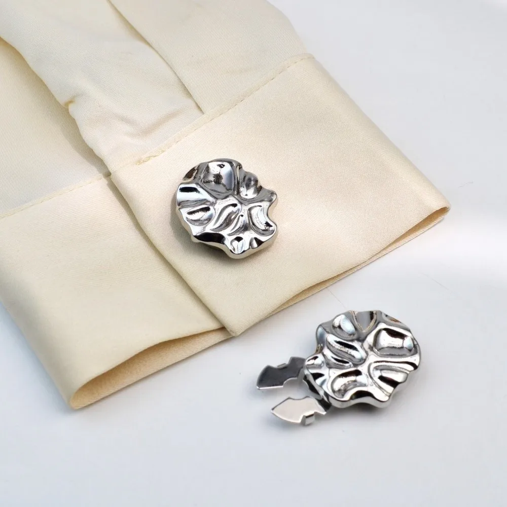 New Irregular Metal Button Covers Heart-shaped No-sewing Metal Cufflinks Shiny Brooch Pins Women Men