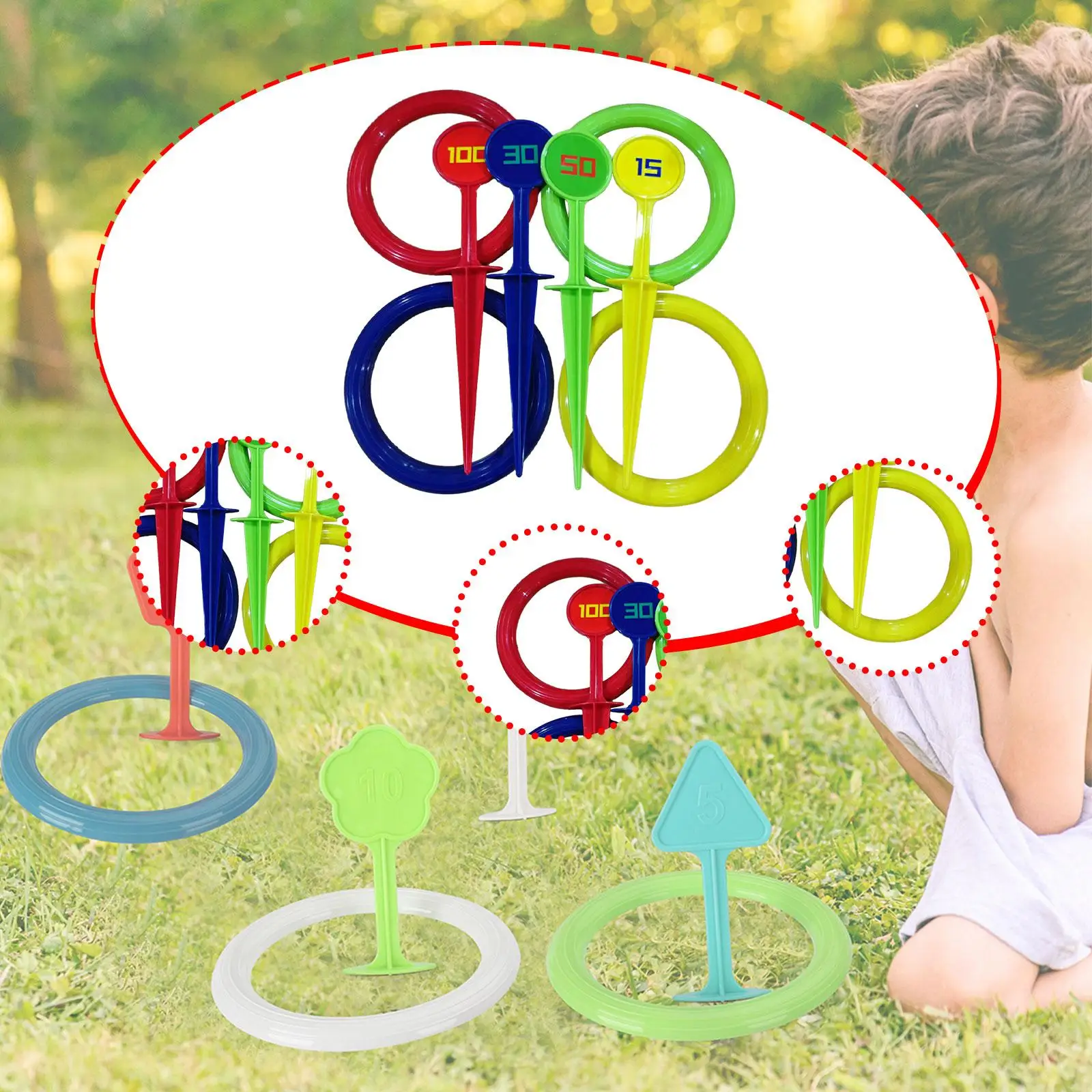 

Kids Rings Toss Game Set Family Game Education Toy for Indoor Beach Birthday