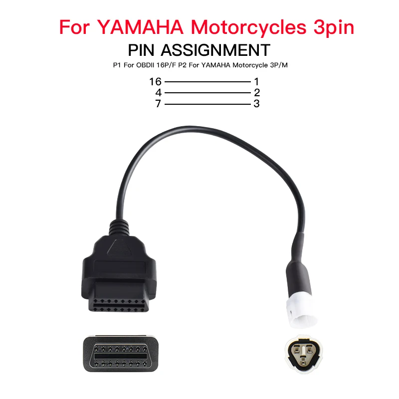 For Yamaha 3/4 /6 Pin To OBD2 Connector Motorbike OBDII Diagnostic Cable OBD Fault Code Reader Adaptor Extension Cable