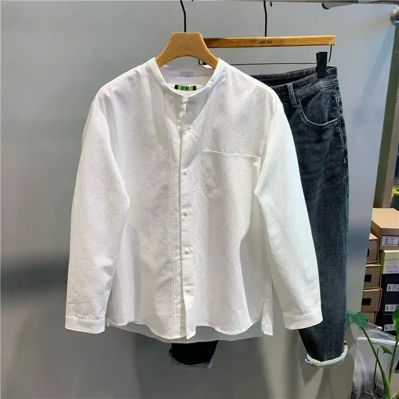 

Модная простая универсальная рубашка на пуговицах, новая мужская модная повседневная рубашка с длинными рукавами, художественная мужская одежда XT940