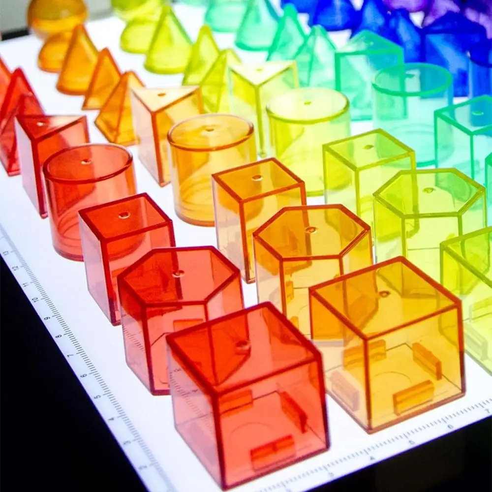 Giocattoli da tavolo Montessori colorati creativi 3D Montessori con barattolo di stoccaggio Forme geometriche Blocchi Apprendimento sensoriale