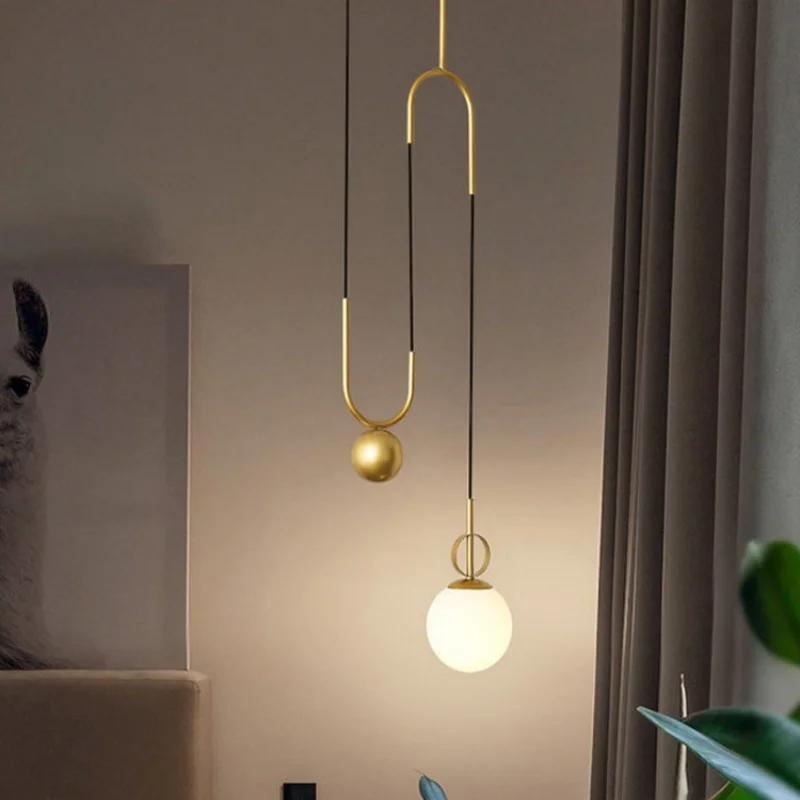 

Nordic Gold Glass Ball Chandelier Pendant Lamp Luminaire Lift Hanging Lights E14 Bedroom Decoration Lighting Bedside Living Room
