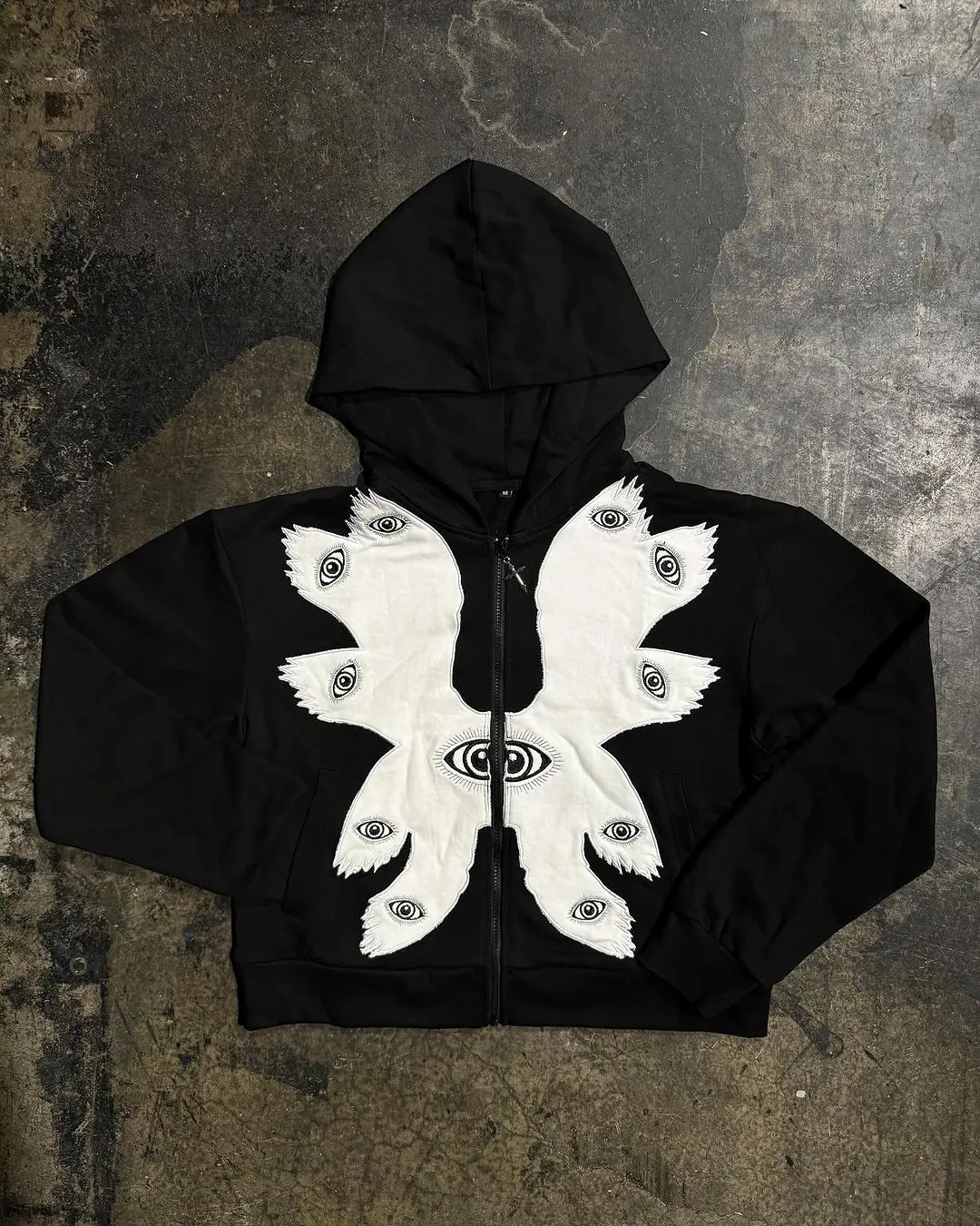 Goth Style Zip Up Hoodie Y2K Harajuku Pattern Patchwork Vintage Sweatshirt Men Women Hip Hop Oversized Streetwear Gothic Clothes