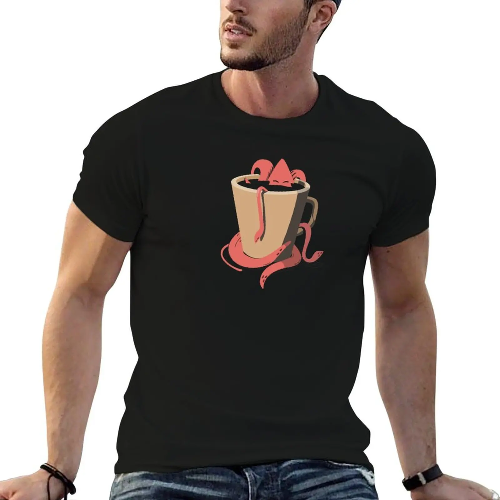 Coffee Squid T-Shirt man t shirts for men t shirts for man cotton men t shirt cotton 100% T-shirt