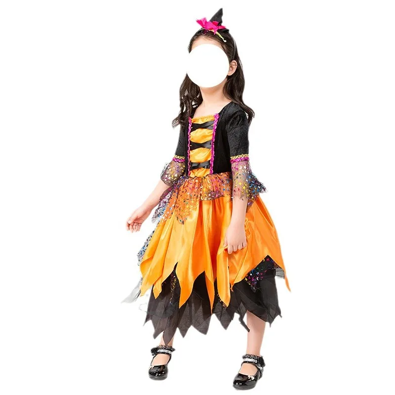 Costume da strega per bambini Cosplay Par Magic Ruolo-plang Gonna Materiale in poliestere Loween Celebration Ensemble