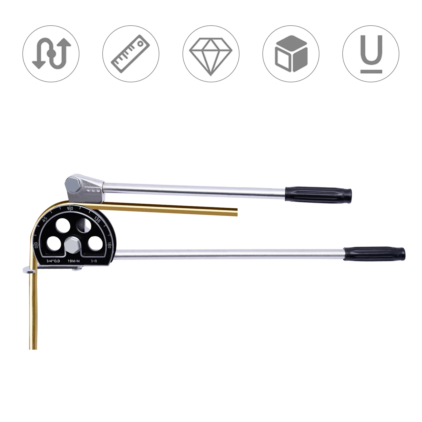 3/4 بوصة دليل أنبوب ثني الأنابيب 19 مم 0 ~ 180 °   للتبريد أدوات السباكة النحاسية والألومنيوم أداة ثني الأنابيب ذات الرافعة الطويلة #1