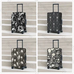 Gothic Zwarte Schedel Damast Dikke Elastische Bagage Beschermhoes Rits Pak Voor Tas Kofferhoezen Trolley Cover Reizen