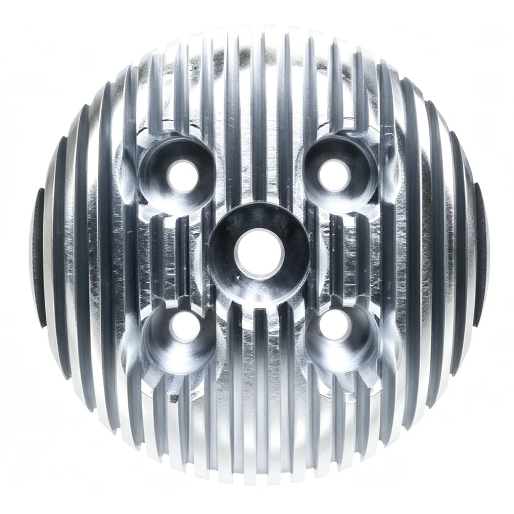

Custom Striped Metal Cooling Shroud — 5-Hole Vented End Cap — Industrial Machinery Cooling Accessory (Motor/Reducer End Cap)