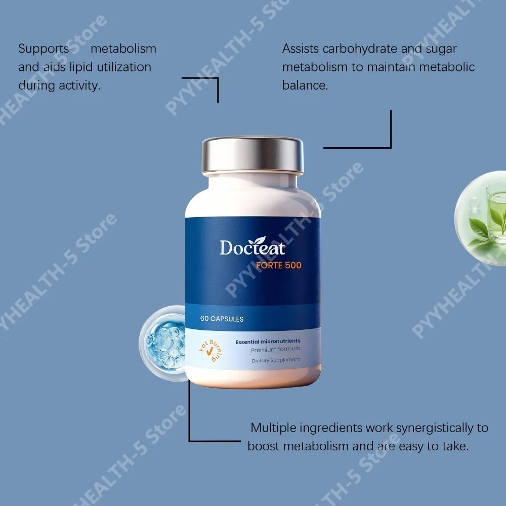 Docteat Dietary Supplement Capsules Forte 500 60 Capsules 30 Servings Easy-to-take Ginkgo Biloba Green Tea Cocoa Metabolism