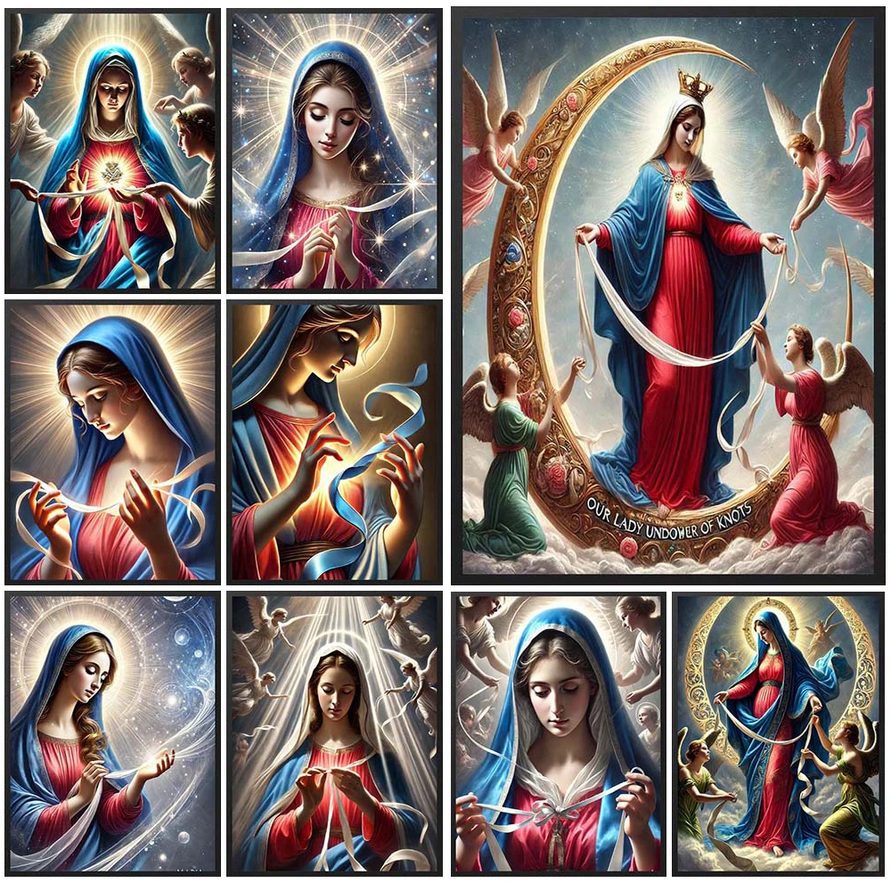 الدين مريم العذراء المسيحية يسوع ملصق جدار صور لغرفة الكنيسة ديكور جدار الفن قماش اللوحة غير المؤطرة