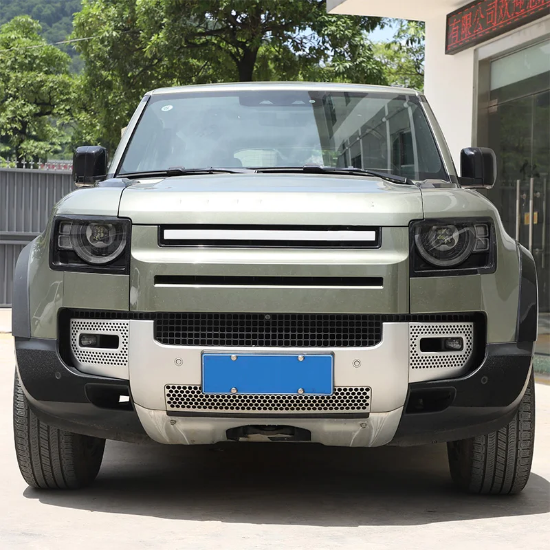 لاند روفر ديفندر 90 110 130 2020-2023 بولي كلوريد الفينيل الأسود المصد الأمامي للسيارة الزاوية الأمامية ملصق الكسوة اكسسوارات السيارات #6