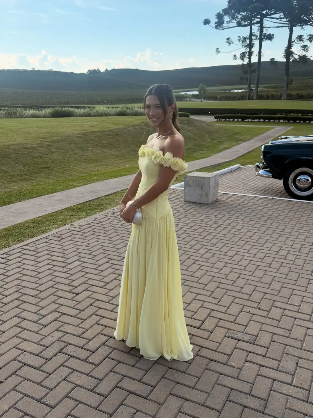 customized Arabic Evening Dresses Strapless Yellow Flowers Formal Women Prom Dresses Strapless Dubai Women Wedding Party Gowns
