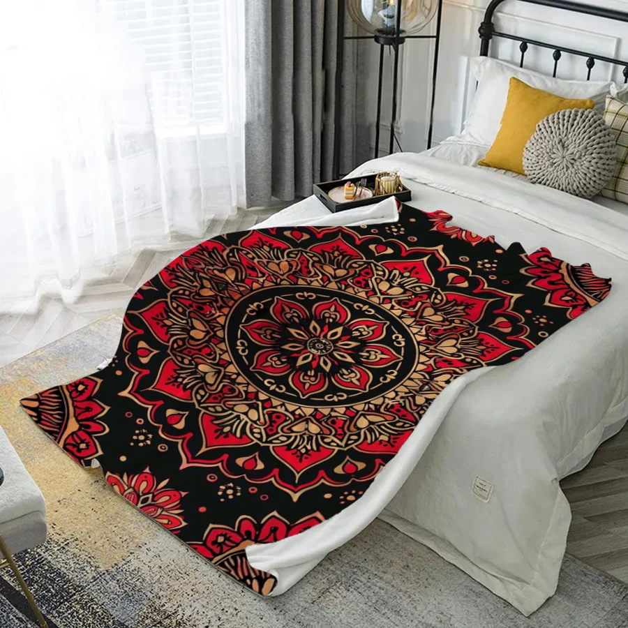 

Mandala Pattern Blanket Microfiber Flannel Cover Blanket Bedroom Living Room Sofa Soft And Comfortable Home Decoration