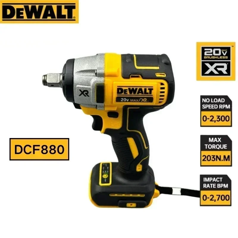 Dewalt Brushless Impact Wrench 20V Battery Rechargeable Electric Lithium Battery Wrench 203Nm Cordless Power Tools