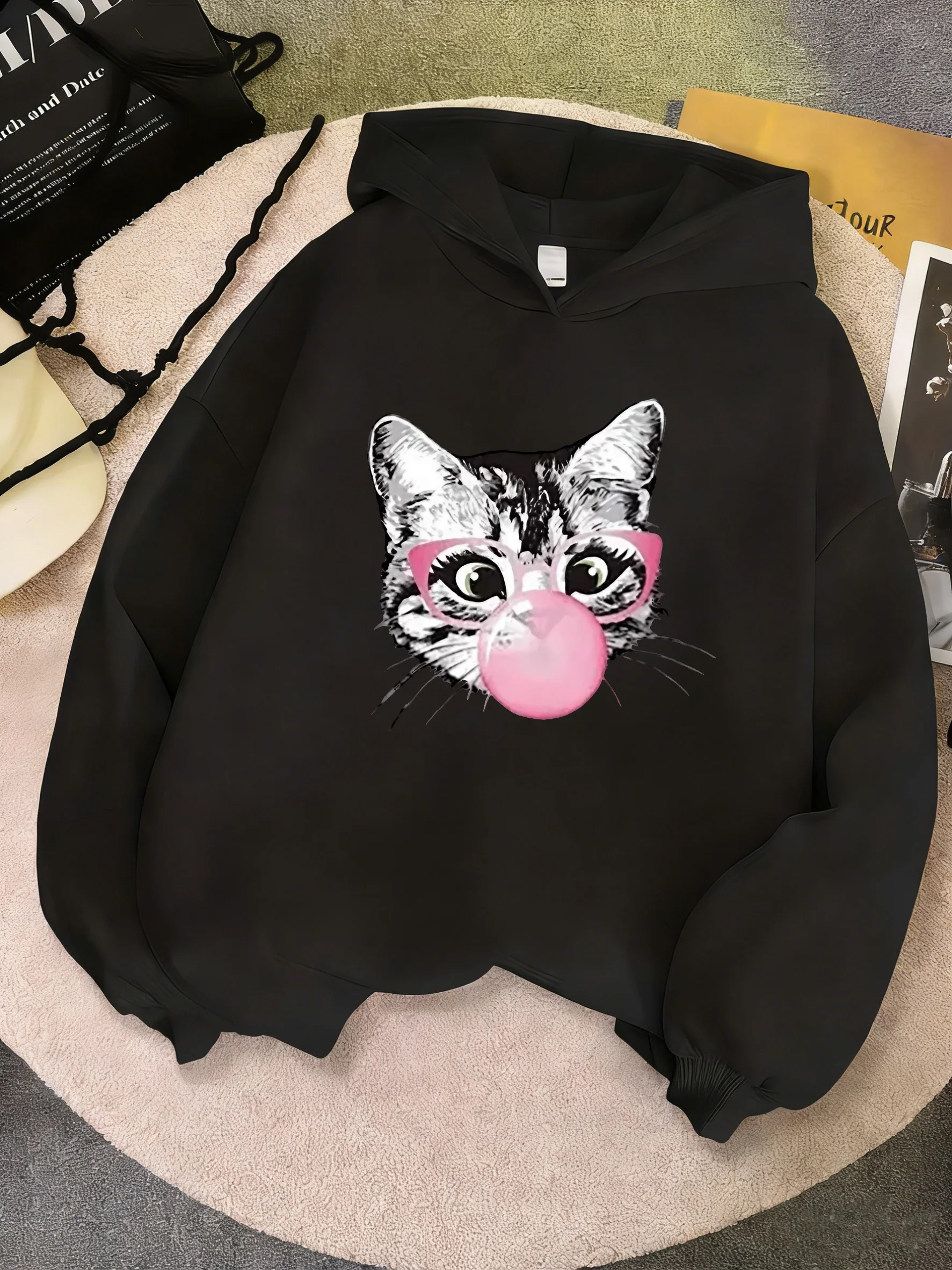 Kawaii Tiger with Gum Design Hoodie Kids Cat Children's Sweatshirt Harajuku Hoody for Boys Girls Autumn Winter Casual Hoodies
