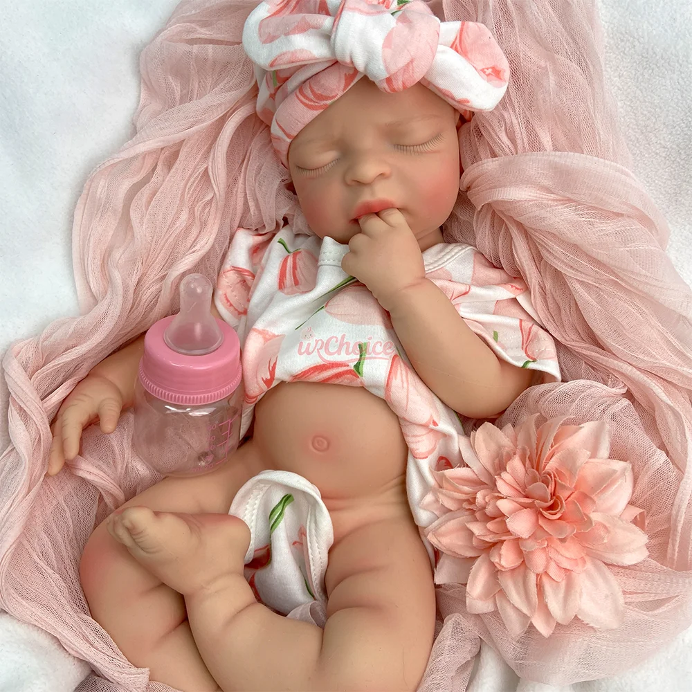 Open Mouth 17" Silicone Reborn Baby Doll Painted DIY Realistic Newborn Bebe Preemie Muñeca For Christmas Doll Collectors Toy