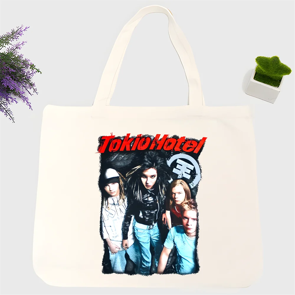 Rock Band Tokio Hotel Music Harajuku Women Canvas Tote Bags Handbags Shoulder Bags Shopping Handbag