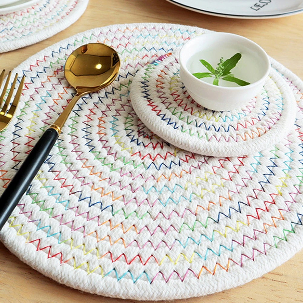 Round Placemats Insulation Pad Heat-Resistant Placemat Linen Non Slip Table Mats Kitchen Accessories Decoration Home Pad Coaster