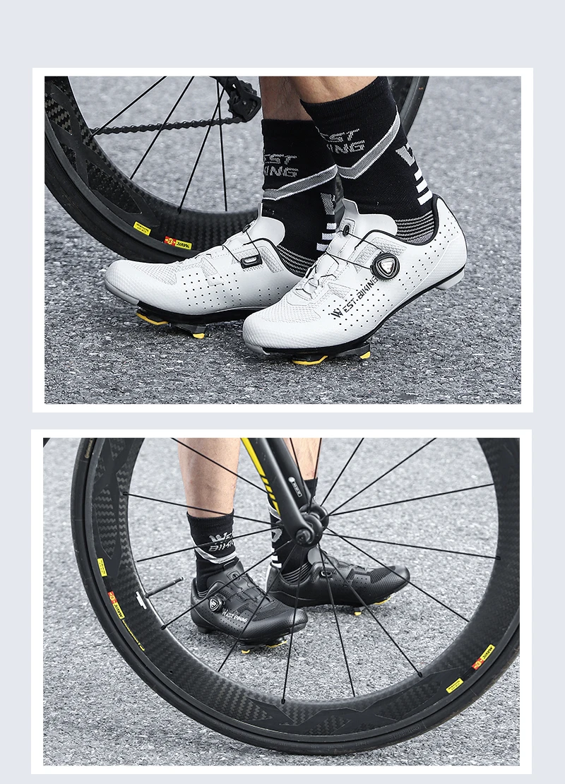 WEST BIKING Fahrradschuhe Herren, selbstsichernde Rennrad- und MTB-Schuhe, Schnellspannknopf, atmungsaktive Nylonsohle, Renn- und Outdoor-Sneaker – Detail 13
