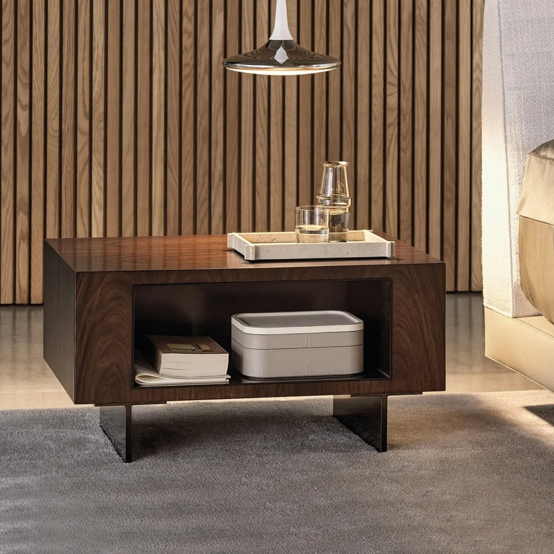 

Hot Sale Modern Design Bedside Table Finish Luxury Style Stainless Steel Bedroom Wooden Bedside Table