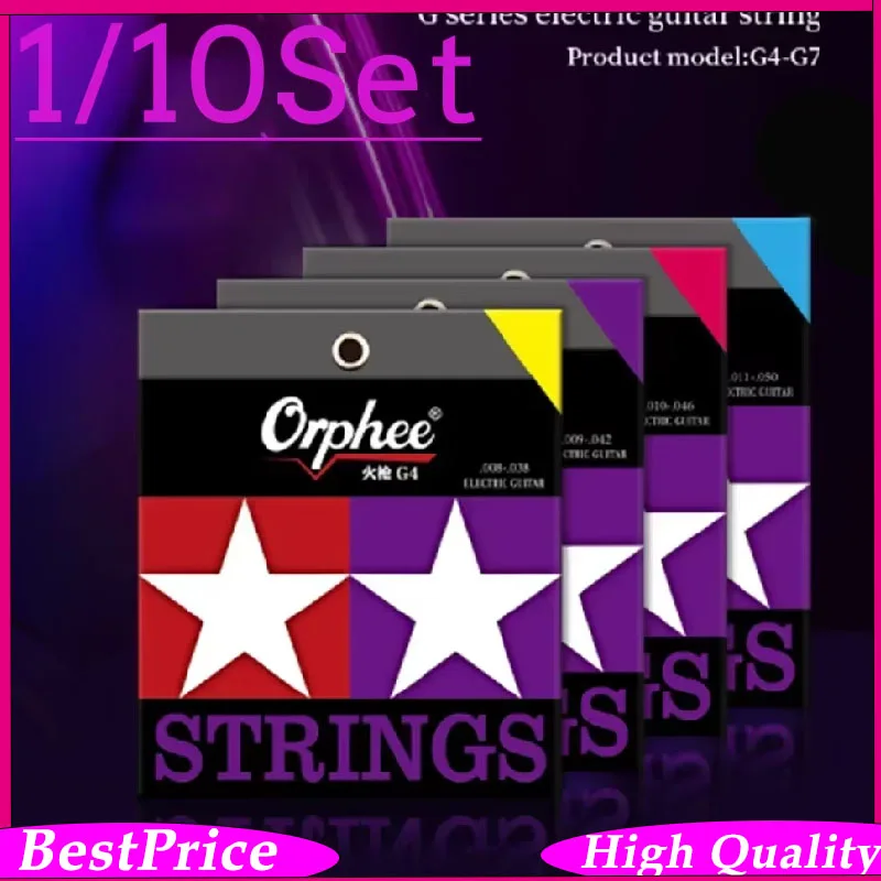 Orphee 1/10set Electric Guitar Strings G Series Guitar  Accessories 3 Types Hexagon Steel Core Pure Nickel Windings Strings