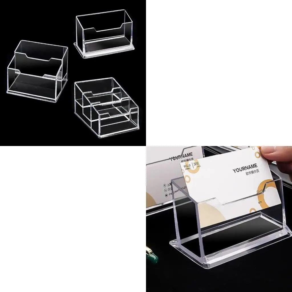  Thicken PVC Business Card Holder 3 Inclined Slots Large Capacity for Office