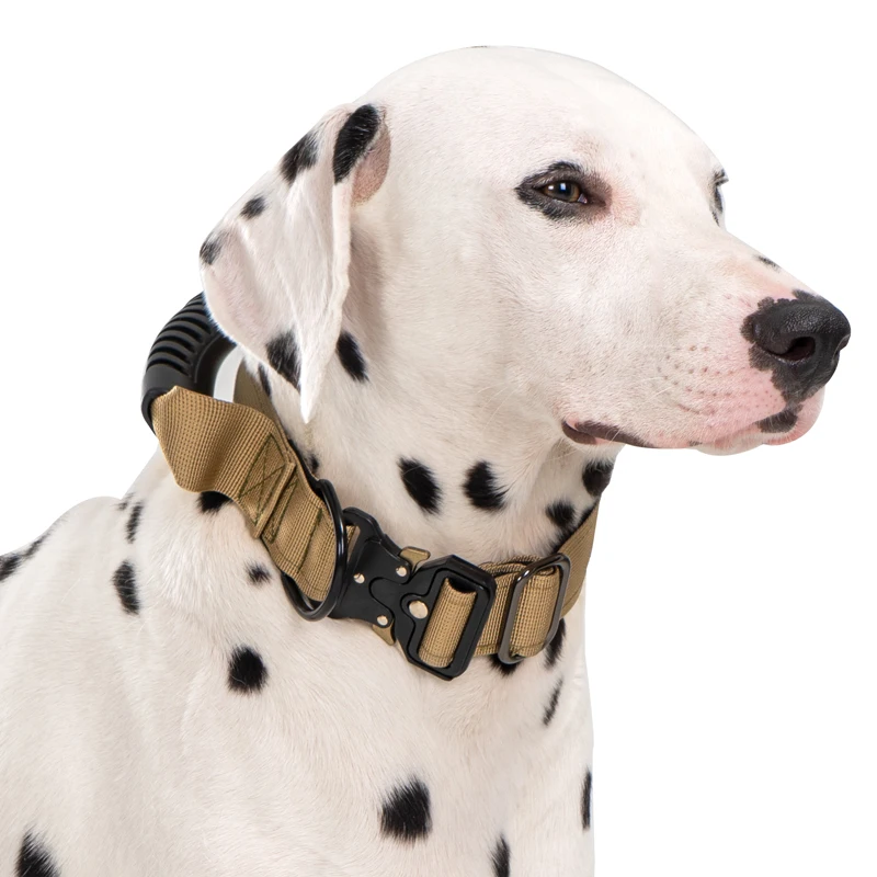 Taktisches Hundehalsband für mittelgroße und große Hunde, robuste Hundehalsbänder mit Griff, Hundetrainingshalsband mit Metallschnalle, dickes Militär – Detail 15
