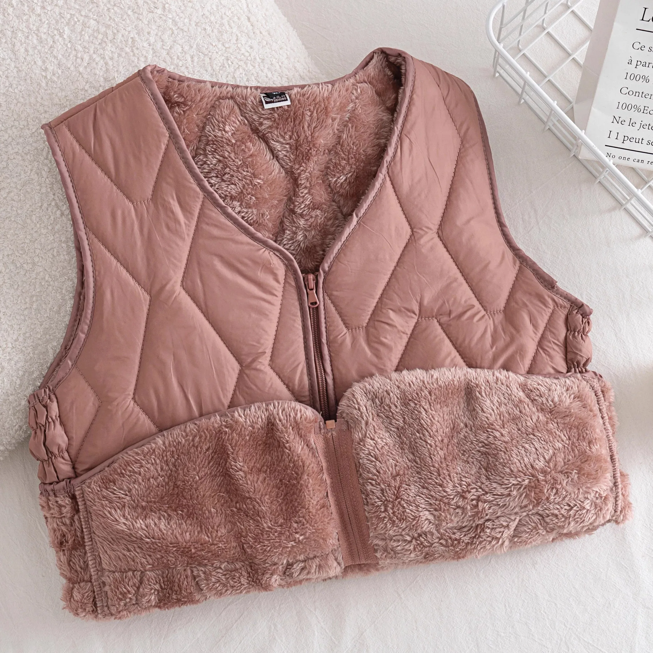 

Женский облегающий жилет с вышивкой на подкладке, осень-зима, морозостойкий мягкий кардиган V Ne с внутренней застежкой-молнией...