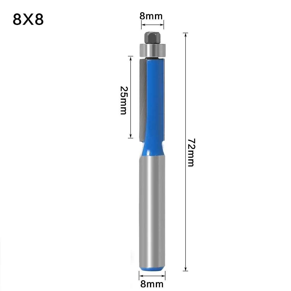 Woodworking Tool 8mm Shank Double-edged Trim Router Bit Milling Cutter Alloy Carbon Steel With Bearing For Wood Template Pattern